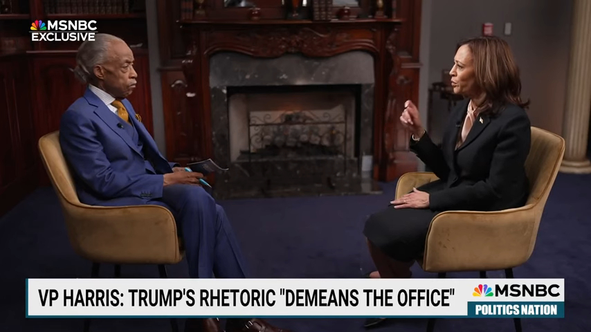 Al Sharpton interviews Vice President Kamala Harris on October 20.